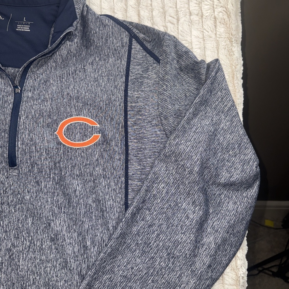 Antigua Chicago Bears Mens 1/4 Zip Long Sleeved Pullover Blue NFL Football LARGE - Picture 8 of 11
